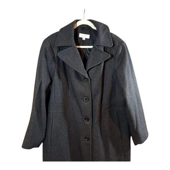 Laundry by Shelli Segal Full Length Wool Blend Gray Overcoat Winter Women's 2X - Picture 2 of 6